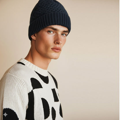 Mens Woolen Winter Cap Beanie Soft Warm Wool Blend Knitted Cap for Cold Weather