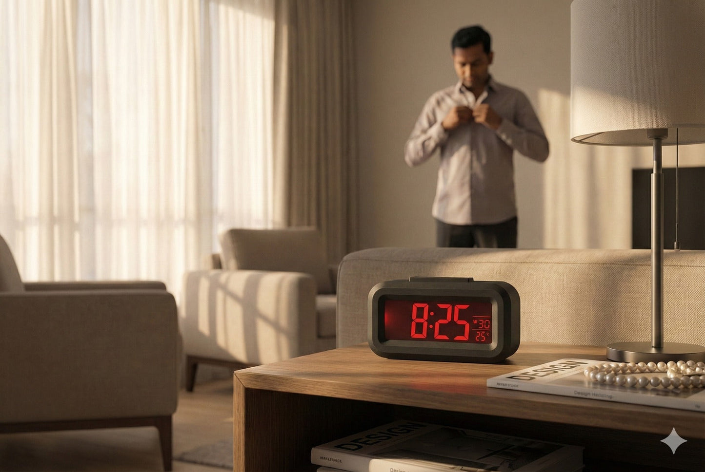 Digital Alarm Clock Battery Operated Only, 4pcs AA Batteries Keep Cordless Clock Running More Than 1 Year, 4" Red LED Jumbo Display, for Bedroom, Kids, Travel, Bedside, Shelf